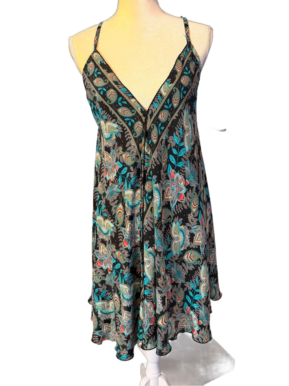 Sara Vintage Art of India Silk blend Halter Dress